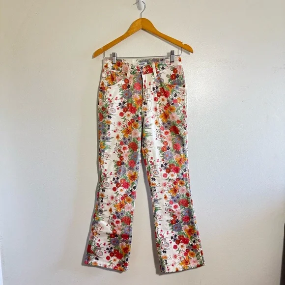 Free People x Wrangler Westward 626 High Rise Boot Floral Jeans size 26 - Picture 2 of 10